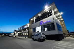 The brightly illuminated LSG Sky Chefs facility in Auckland, New Zealand